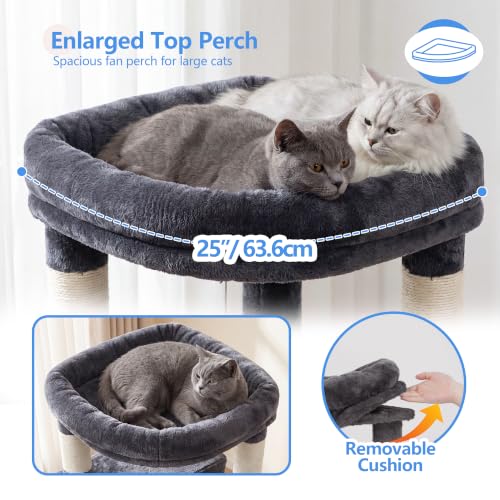 53.1" Corner Cat Tree for Large Cats (53 inch / Smoky Gray)