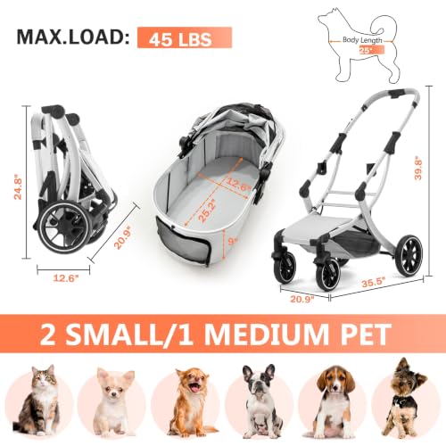 3 in 1 Pet Stroller for Small (Green)