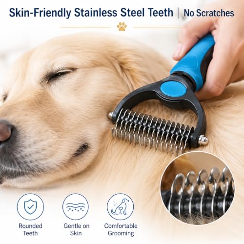 Pet Pro Tool Grooming Dog Deshedding Undercoat Rake Dual