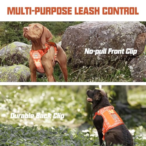 Dog Harness for Large Dogs (Tribal Patterns-Orange / L(Neck:18-29",Chest:24-37"),45-80 lbs)