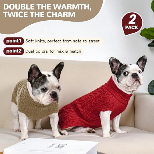 Dog Sweater 2 Pack for Medium Dogs (Red & Brown / Medium)