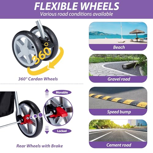 Foldable 4 Wheel Pet Stroller for Dogs Cats 10 (Purple)