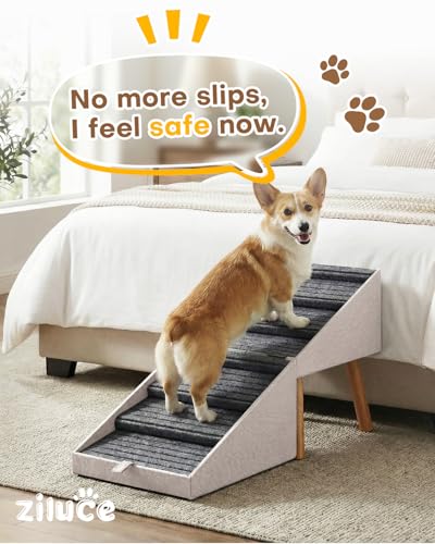 Split Ottoman Dog Ramp for Bed and Couch (21.06" H- Apricot)
