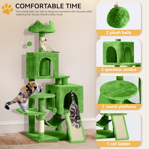 54in Cat Tree Tower Condo (Green / 54 inch)