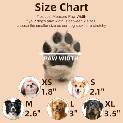 Dog Socks Shoes for Hot Pavement to Prevent Licking Paws (Khaki / Extra Large (Paw Width: 3.5"))
