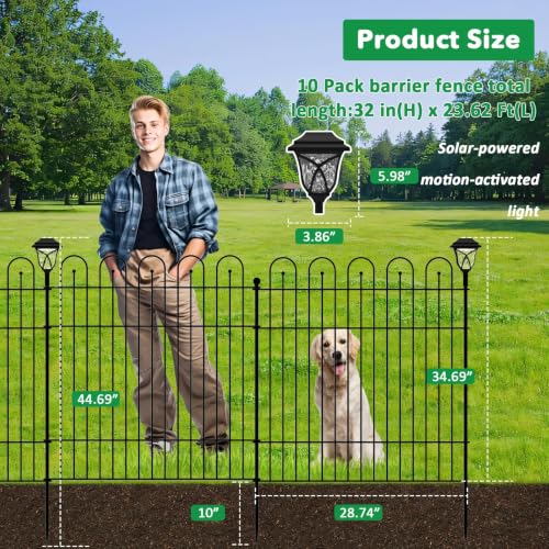 Garden Fence Animal Barrier with Lights (10 Pack - 32 in (H) x23.6 ft (L) with Light)