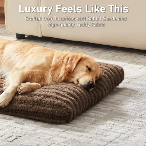 Washable XL Dog Bed for Extra Large Dogs (Dark Brown / 40.0"l x 27.0"w x 3.5"th)