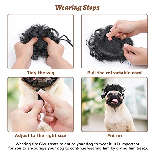 Dog Costume Cat Apparel Dog Toys Curly Braids Headgear Wigs Styling Cute Funny Pet Hair Accessories Decoration for Halloween (Black)
