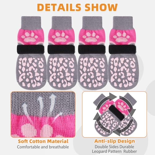 Dog Socks for Hot (Pink+Grey / X-Large (4 Pack))