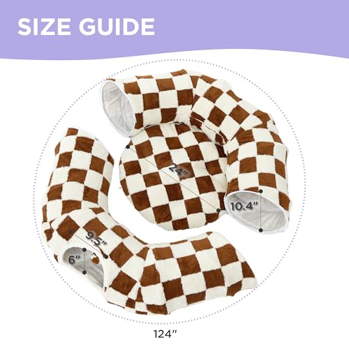 Lesure Donut Cute Jacquard Large Cat Tunnel Bed Kitten Toys for Dog Bunny (large (39.5"L x 39.5"W x 10"H) / Brown Checks)