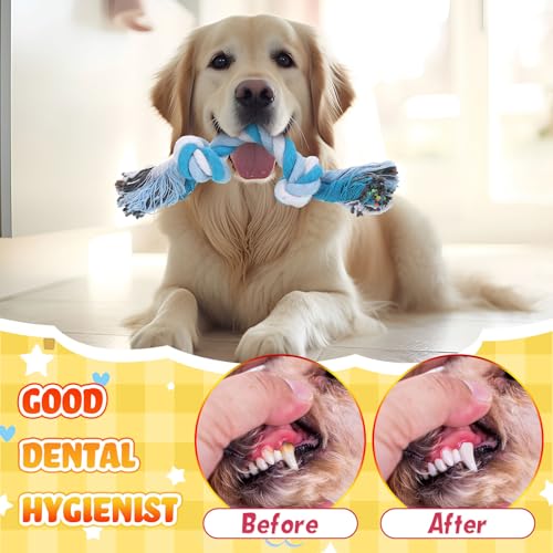 24 Pcs Dog Rope Toys Bulk Multi Color Puppy Chew Rope Cotton Teething Toys 2 Knot Tug for Aggressive Chewers Small and Medium Dogs Puppies
