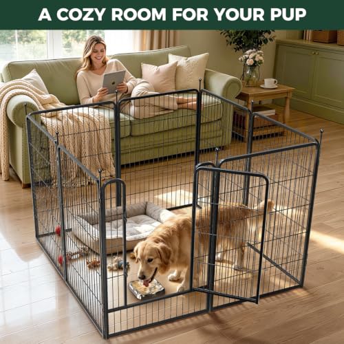 Rollick Dog Playpen with Stainless Steel Lick Mat (Black / 40"H)