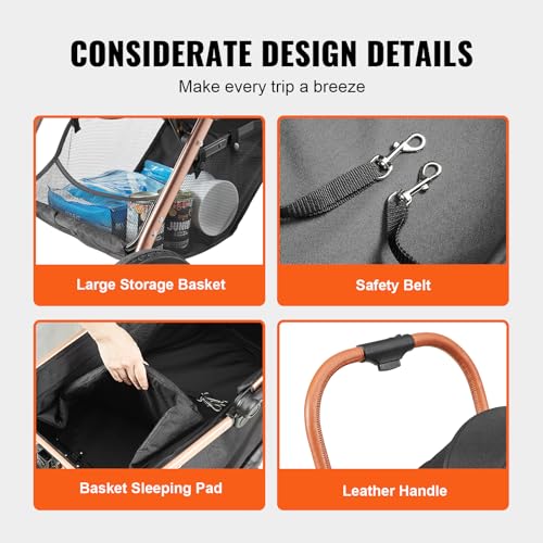 Large Pet Stroller for Medium Large Dogs and Cats (4 wheels, For Pets up to 66lbs)