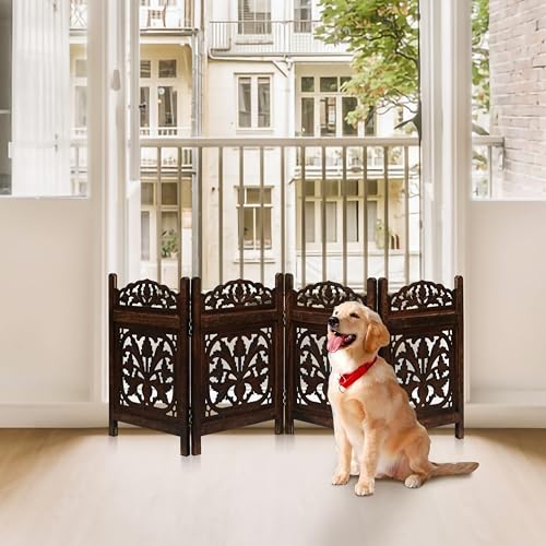 Dog Gate Wooden Free Standing Gate (Burnt / 72"x24" Gamla 4 Panels)