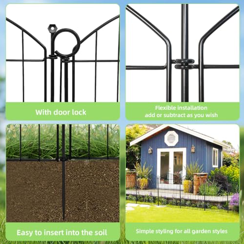 Decorative Garden Fence (Black / 40 in(H))