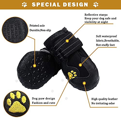 Waterproof Dog Boots (Size 2: (2.17"x1.97")(L*W) for 18-27 lbs / Black)