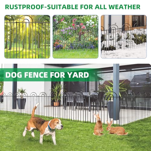 25 Panels No Dig Decorative Garden Fence (25 Pieces, 24in(H) x 50ft(L) / Black)