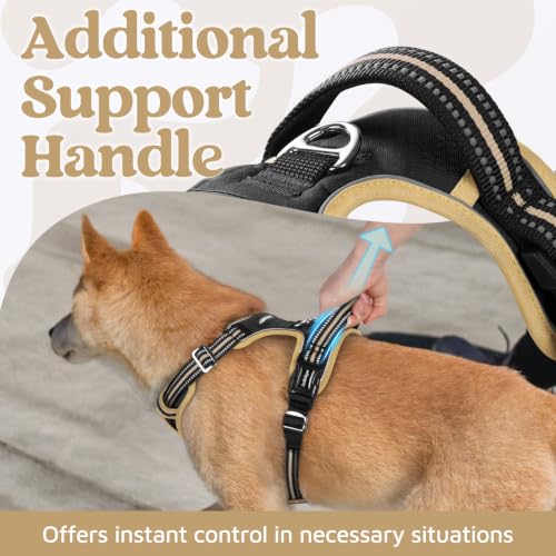 Dog Harness for Large (Black & Khaki / X-Large)