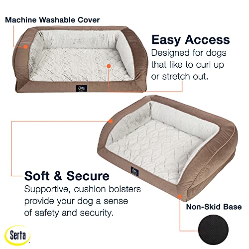 Orthopedic Quilted Couch Dog Bed for Pets (38.0"L x 27.0"W x 10.0"Th / Chocolate Brown)
