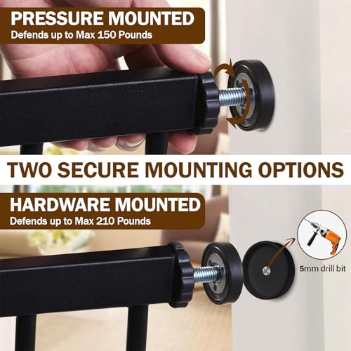 29.7 51 Inch Extra Wide Baby Gate for Stairs (Black / 29.7-51"W x 28"H)