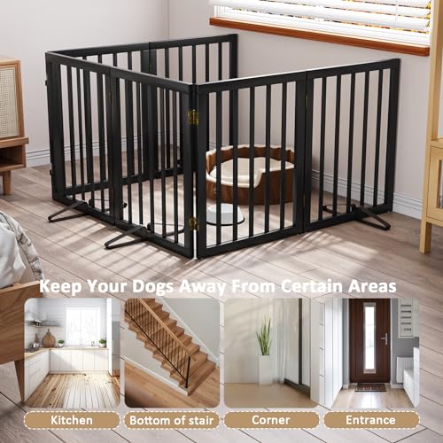 Extra Wide Dog Gate 110 inches Wide (Bamboo Dog Gate Black / 6 Panel - 110 inches Wide)