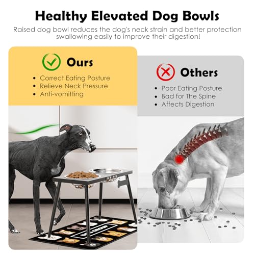 Metal Raised Dog Bowl Stand for Extra Large & Large (Height-15inch / Black-X)