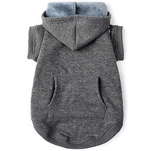 Dog Hoodie Fleece Dog Clothes Warm Sweater with Hat for Medium Large Dogs Cat Hooded Shirt Kitten Pet Basic Sweatshirt with Pocket Doggie Soft Winter Coat Apparel (4XL-(35~55lb) | Chest(~31") / Grey)