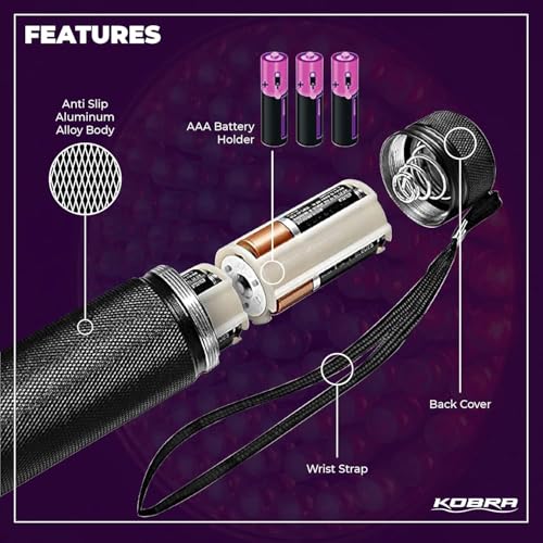 Kobra UV Black Light Flashlight 395nm (Pink / 100 LED)