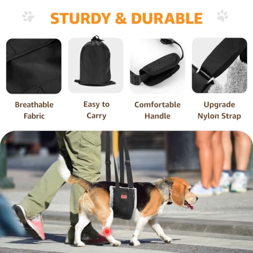 Adjustable Dog Sling for Medium Dogs Soft Post (Grey & Black / Medium)