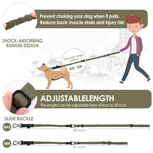 Tactical Bungee Shock Absorbing No Pull Dog Leash (Army Green)