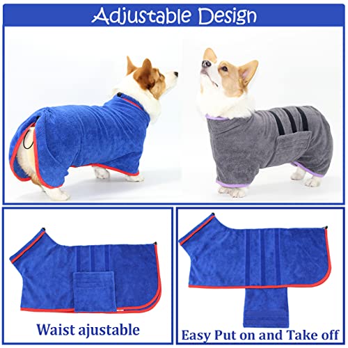 Dog Bathrobe Towel Dog Drying Coat Microfiber Absorbent Fast Drying Robes (Grey / XXX-Large)