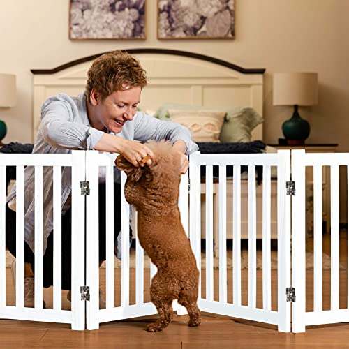 Wooden Free Standing Dog Gate 80" W x 24" H (White / 80"W x 24"H)