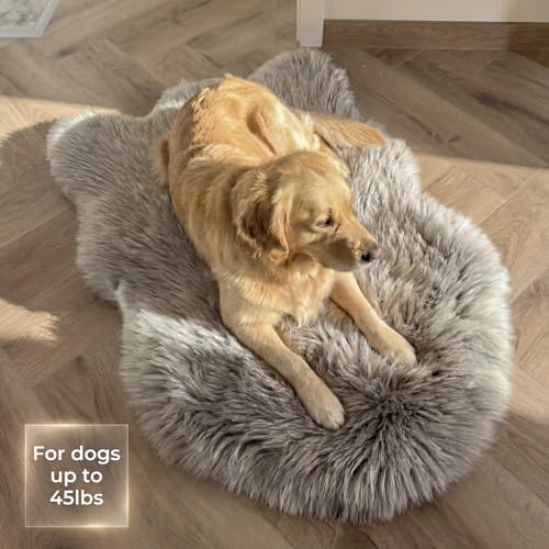 Faux Fur Orthopedic Dog Bed (Grey / Medium)