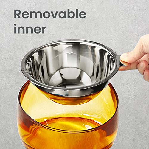 Pet Oblik Acrylic Raised Dog Food Water Bowl Stainless Steel Slanted Oval Dish for Short Leg Puppy & Small Medium Pet (Gold / 1.5 Cups Oval Dish)