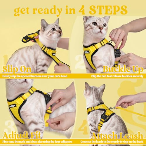 Cat Harness and Leash Set (Xs / Yellow)