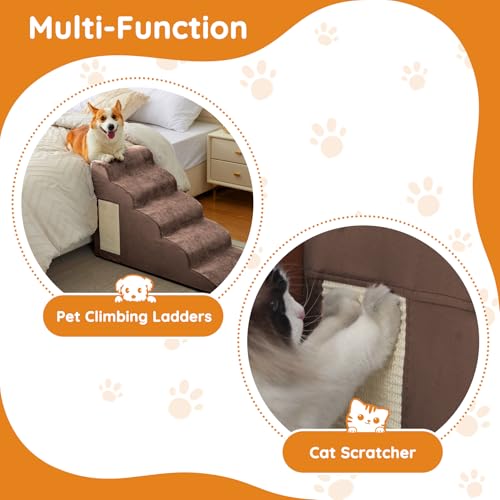 Dog Stairs for Small Dogs 19.7" H (Coffee / 4-Step 19.7"H)