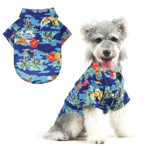 Dog Hawaiian Shirt (Large / Hawaiian Blue)