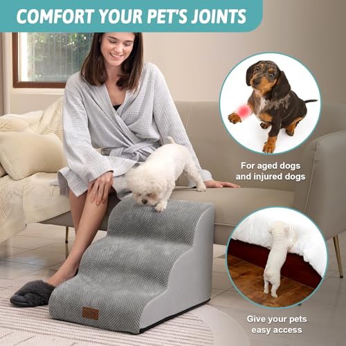 Dog Stair for Small Dog 15.7" H (Grey / Standard:15.7"x22.4"x15.7")