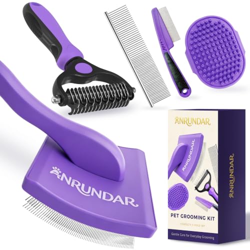 5PCS Dog Grooming Kit with Long Pin Slicker Brush for Dogs