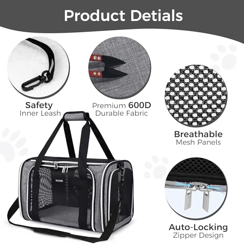 Pet Travel Carrier (Grey / 17.0"L x 11.0"W x 12.0"H)