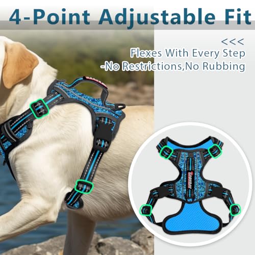 No Pull Dog Harness for Large Dogs (Large(Chest:24.5-32.5") / Blue/Black)