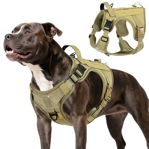 Heavy Duty Tactical Dog Harness for Medium Dog (Army Yellow / M (Chest: 22-39.3", Neck: 14.1-26.7"))