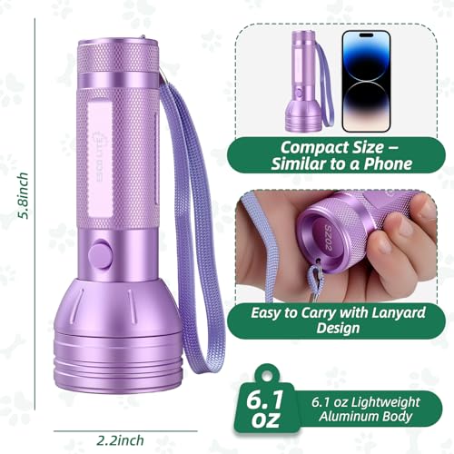 UV Black Light for Pet Urine Detection Purple Flashlight Cat Dog Pee Light Detector