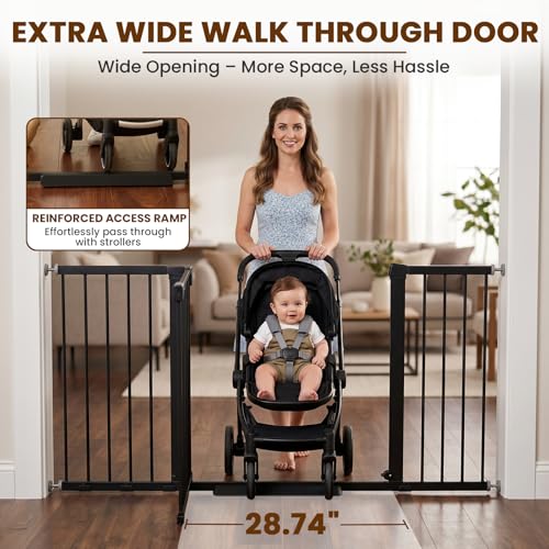 Extra Wide Baby Gate for Doorways (Black / 36-63"W x 30"H)