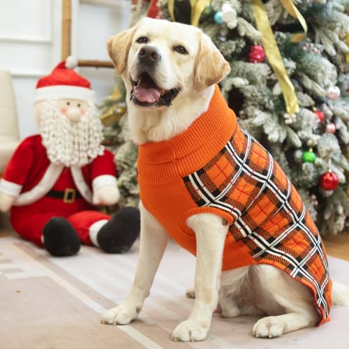 Dog Sweaters for Large Medium Small Dogs (S/M - Chest 19", Back 14" / Reddish Orange)