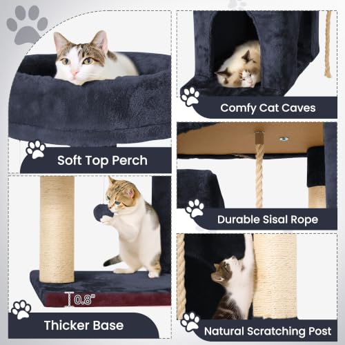 58.5inch Large Cat Tree Tower Condo for Indoor Cats (58.5in / Light Black)