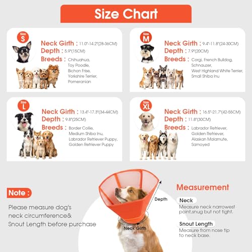Dog Cone Waterproof Pet Recovery Collar Anti Lick (Orange / X-Large)