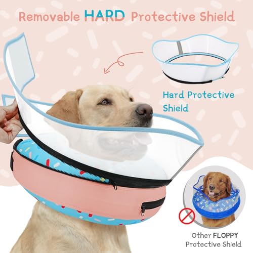Raised Inflatable Dog Cone Collar to Stop Licking (Donut Light Blue / XXL(Neck 18.5"-23.5"))