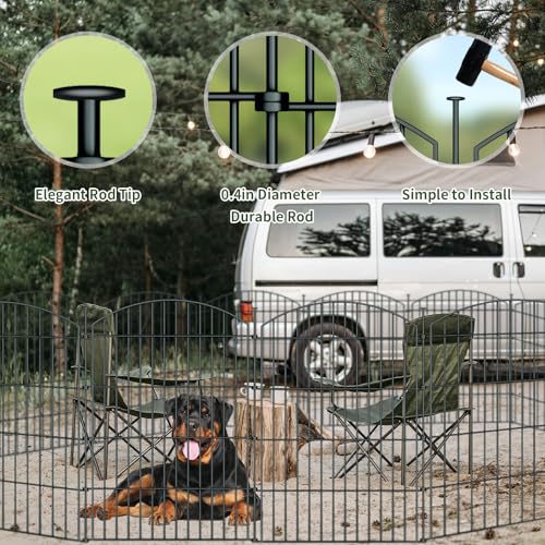 10‑Panel No‑Dig Garden Fence with Gate (10pc 23.6 ft(L) X 32 in(H) with Gate-Convex)