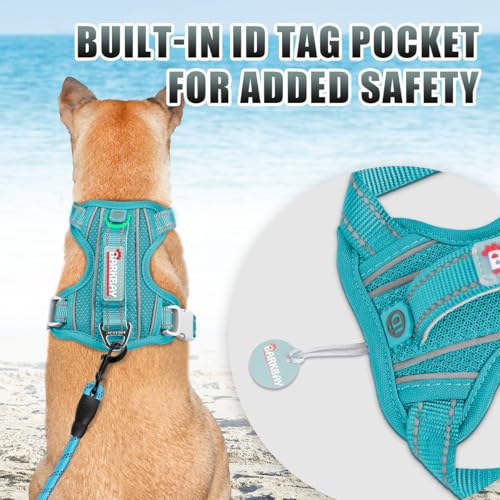 Dog Harness for Large Dogs No Pull Dog Vest ID Tag Pocket (Ocean Blue / X-Large)